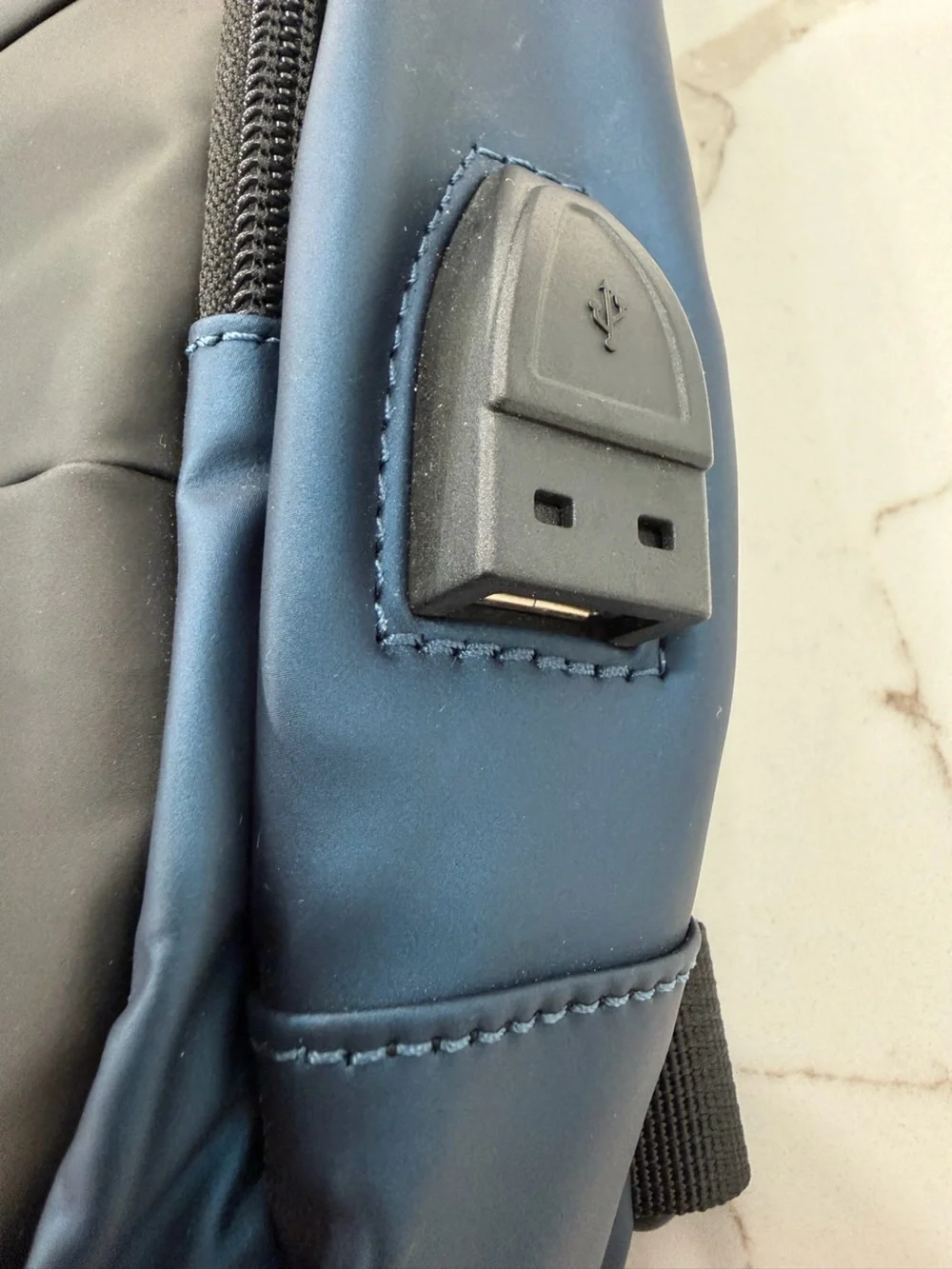 B-APASA Anti-Theft Sling Bag with USB Charging Port — Blue & Black